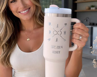 Personalized thermal mug with engraving, Mom/Dad mug with children's names & birth years, stainless steel gift for Mother's Day, Father's Day, parents
