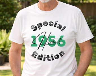 Personalized 70th birthday T-shirt for husband, wedding gift from partner, vintage 1956 men's shirt with spouse's name