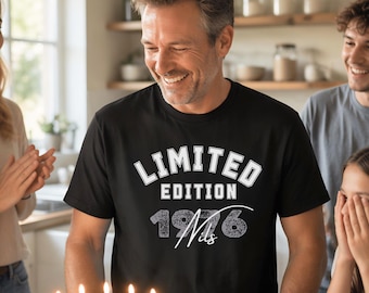 Personalized 50th Birthday T-Shirt for Men, Limited Edition 1976 with Name, Gift for Brother on His Milestone Birthday, Men's Birthday Shirt