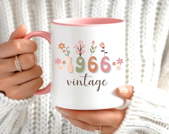 Gifts for a 60-year-old woman – Mug for her 60th birthday, a lovely coffee mug as a personal birthday gift for women, vintage 1966