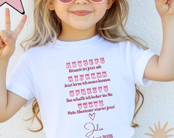 Back to School 2026 Personalized T-Shirt for Girls with Name, First Day of School Gift for Children, Personalized Shirt for 1st Grade