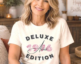 Gift for a woman's 50th birthday, Deluxe Edition T-shirt personalized with name, born in 1976, birthday shirt for mom, sister, girlfriend