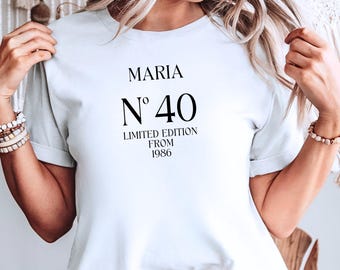 Kreative Ideen zum 40 Geburtstag personalisiert – modernes T-Shirt für Frauen | Originelles Geschenk zum 40. Geburtstag