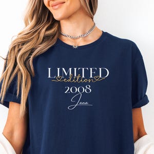 Geschenkidee für Freundin zum 18. Geburtstag – personalisiertes T-Shirt für junge Frauen, minimalistisches Design 2008 Beste Freundin