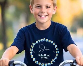 Personalized schoolboy shirt for first day of school 2026, name T-shirt, first day of school gift, back to school for children, boys, school T-shirt, son, nephew