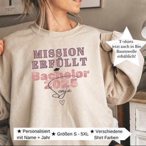 Geschenk zum Bachelor Abschluss 2025 Tshirt Mädchen Hoodie Personalisiertes Geschenk Bachelorette Bachelor Party Shirt Frau Pullover