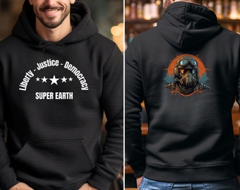 Helldivers Hoodie Helldivers 2 Super Earth Liberty Justice Democracy Pullover Helldiver Game Hoodie Managed Democracy Hoodie
