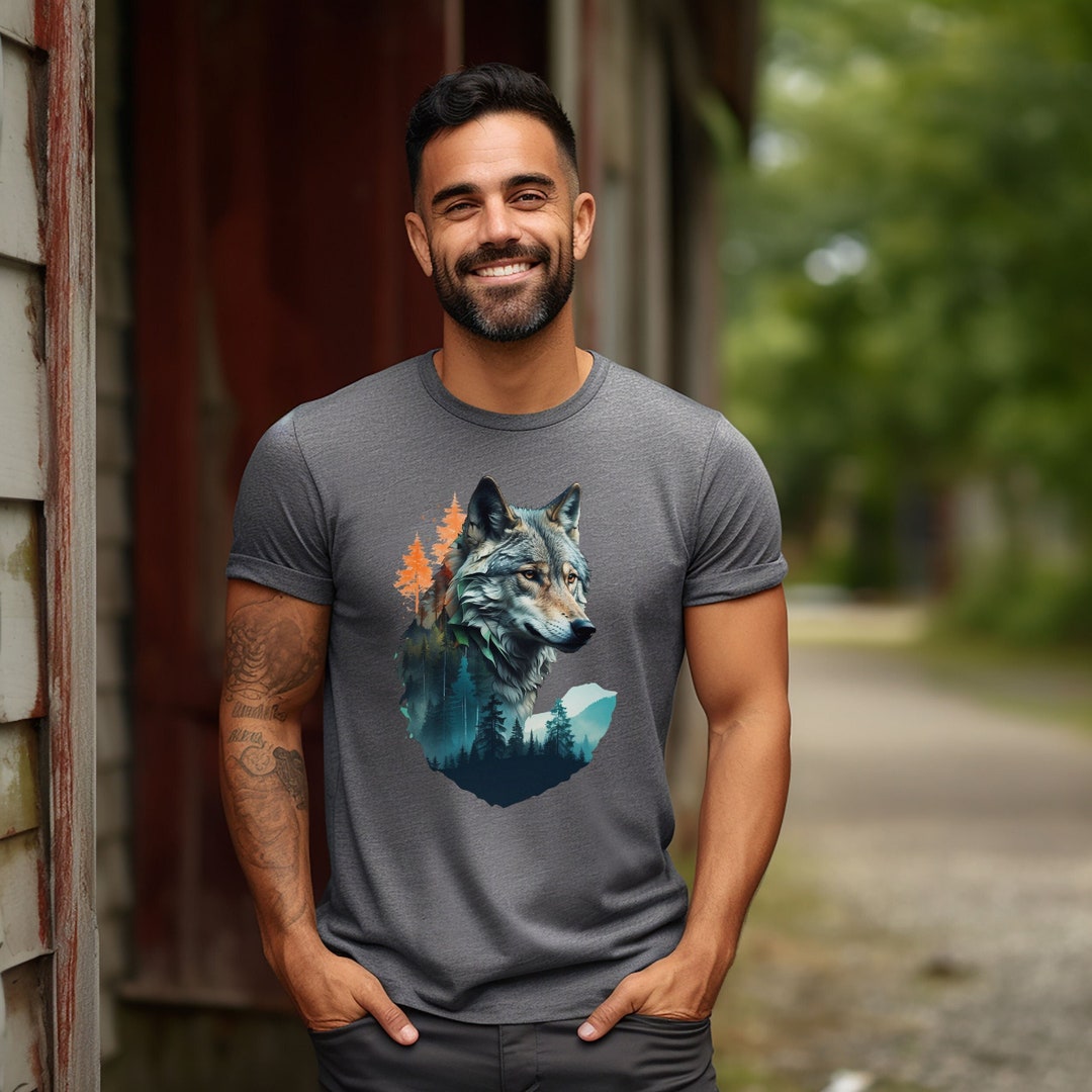 Grey Wolf T-shirt Lone Wolf T-shirt Gift for Him Howling Wolf T-shirt ...