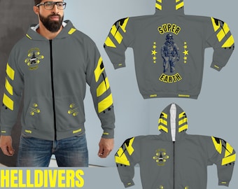 Helldivers 2 Zip Hoodie Super Earth Zipper Liberty Justice Democracy Helldiver Game Managed Democracy Unisex Sweater