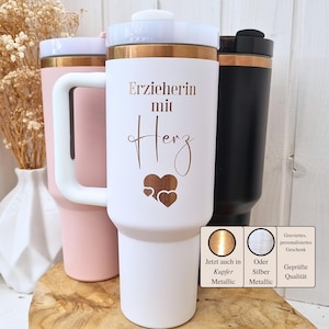 Personalized teacher gift thermo mug, farewell gift teacher 40oz tumbler cup, farewell teacher with heart drinking cup daycare