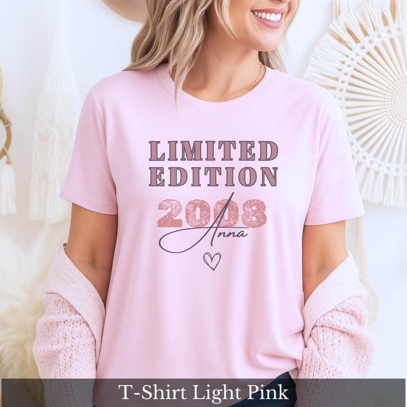 Personalisiertes T-Shirt zum 18. Geburtstag Mädchen – Geschenkidee mit Name & Jahr – Geburtstagsgeschenk Tochter Freundin