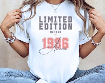 Presenter till en kvinnas 40-årsdag, personlig t-shirt för kvinnor, presentidé till en milstolpefödelsedag, födelsedagspresent
