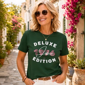 Personalized 50th Birthday T-Shirt for Women, 1976 Birthday Shirt for Women, Deluxe Edition Gift for a 50th Birthday, Women's Shirt Unisex Forest Green