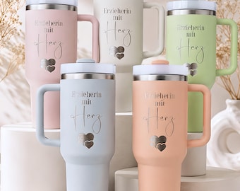 Gepersonaliseerd afscheidscadeau voor kleuterjuf/kleuterjuf, drinkbeker van 1,2 liter, afscheidscadeau voor kleuterjuf/kleuterjuf met hartje, drinkbeker voor kleuterjuf/kleuterjuf