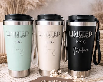 Personalized 30th birthday thermal mug with name, 30th birthday gift for men & women, stainless steel travel mug with engraving