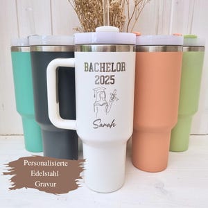 Bachelor Geschenk Abschluss 2025 Tumbler Mädchen Personalisiertes Geschenk zum Bachelor Kaffeebecher Thermobecher Edelstahlbecher Frau