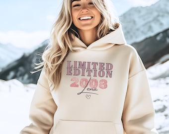 18. Geburtstag Hoodie – Geschenk Mädchen Tochter – personalisiert Name Jahr – Kapuzenpullover Jugendliche Geburtstagsgeschenk