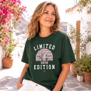 Personalized 1976 Women's Shirt with Name – 50th Birthday Gift for Mom, Girlfriend, Sister, Celebrating 50th Birthday Shirt.