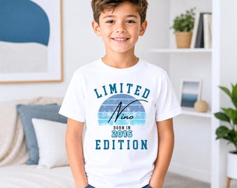 Personalized birthday shirt for boys, birthday T-shirt with name and year 5 6 7 8 9 10 11 12, birthday boy T-shirt cotton child boys