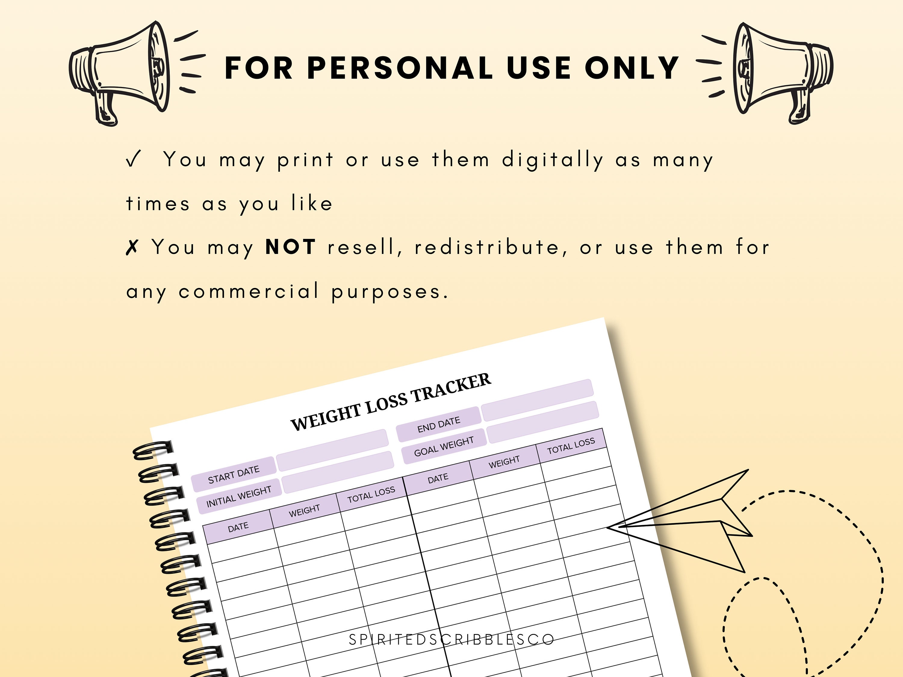 Weight Loss Tracker Printable | Weight Loss Journey Template Journal ...