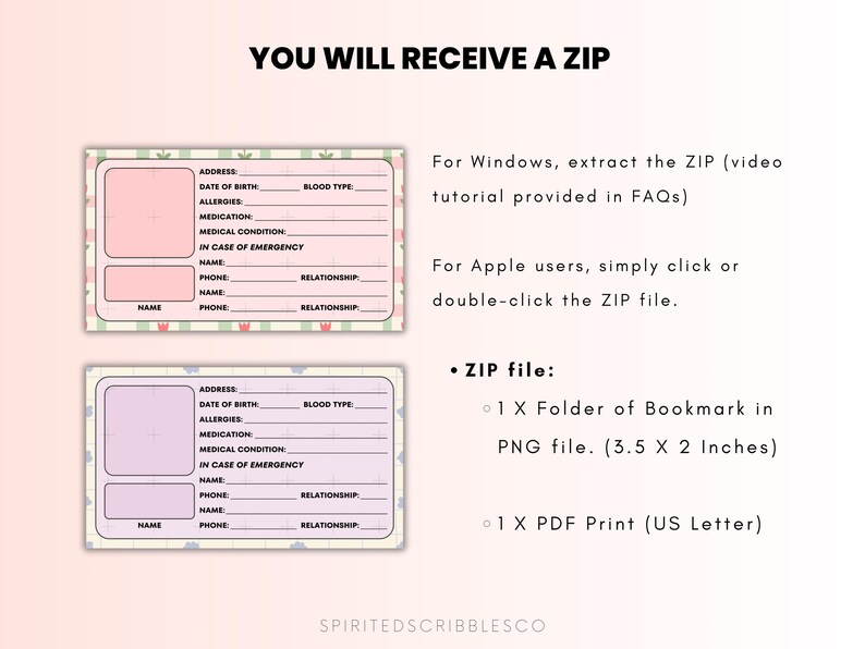Kids Printable Emergency Card in Case of Emergency ICE Tag Contacts ...