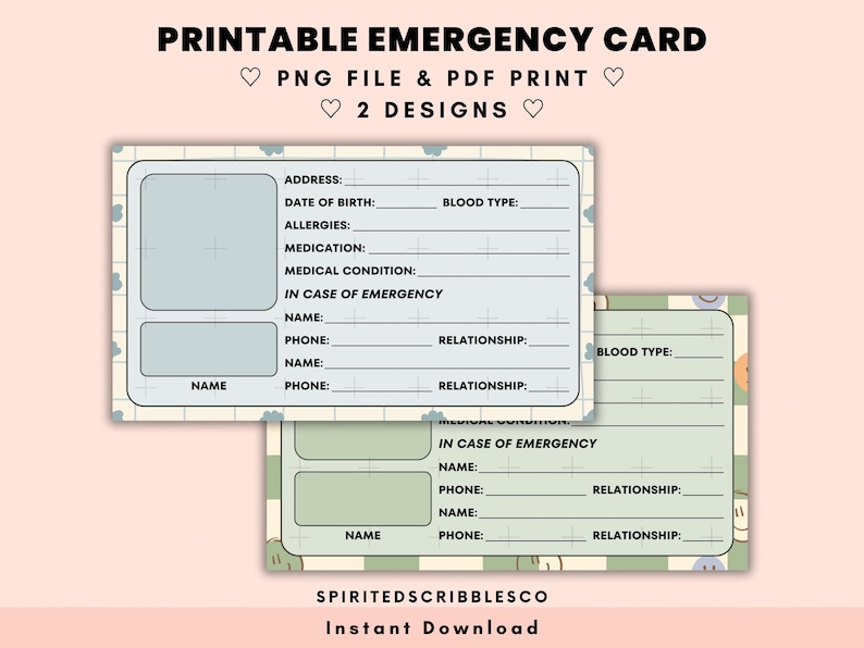 Kids Printable Emergency Card in - Il 794xN.6325495660 Lvho 