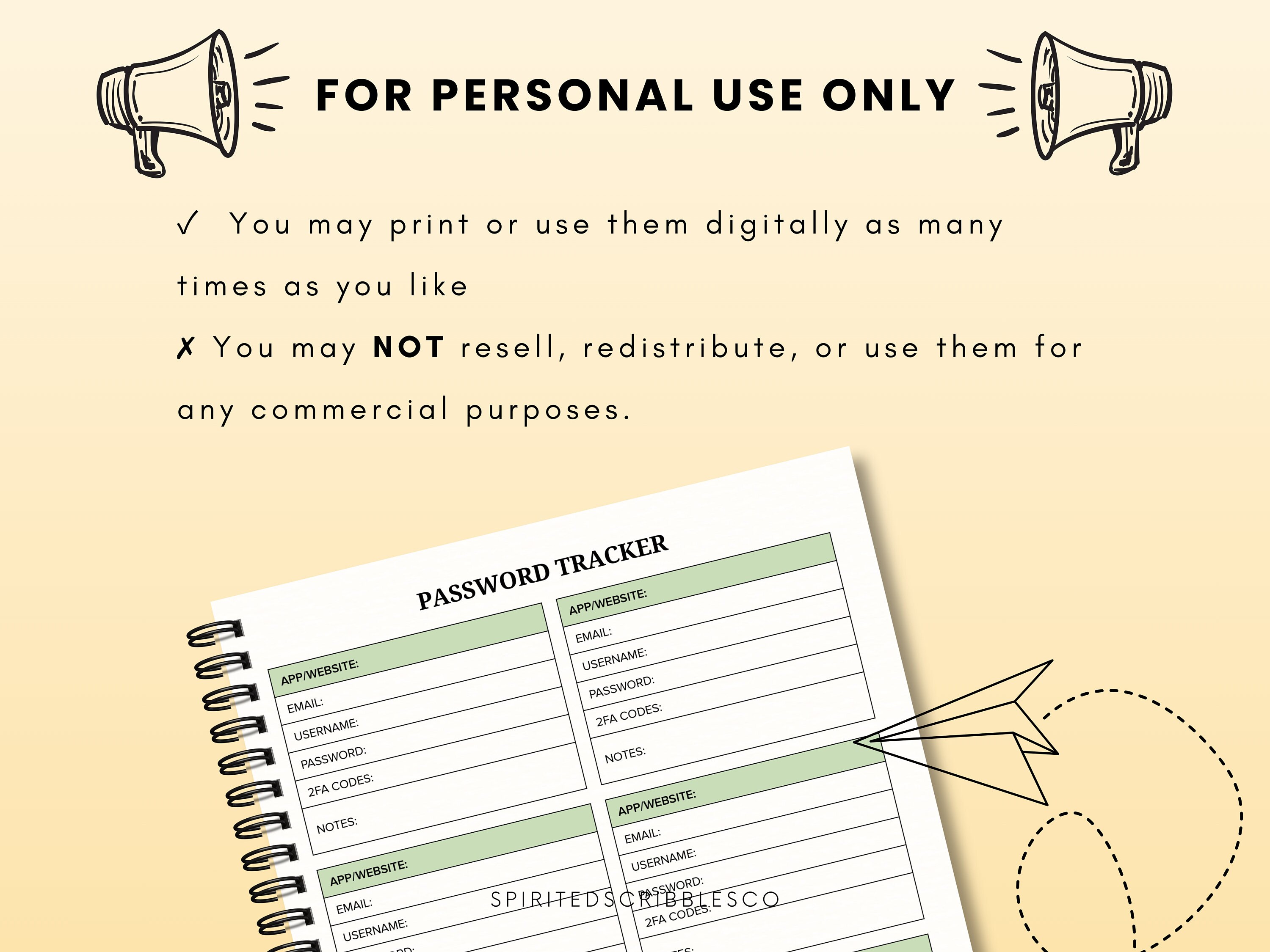 Password Tracker Printable Pastel Passwords Organizer List Template ...