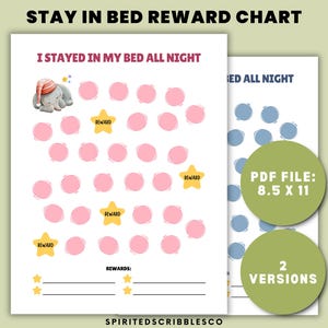 Cuadro imprimible de recompensas por quedarse en la cama Cuadro mensual de sueño para niños a la hora de dormir Lindo rastreador de sueño para niños / Descarga digital PDF Imprimir Tamaño carta