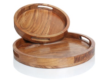 Wooden Round Serving Trays -Set of 2