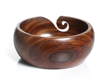 Wooden Yarn Bowl with Simple Detailed Engraving - Large