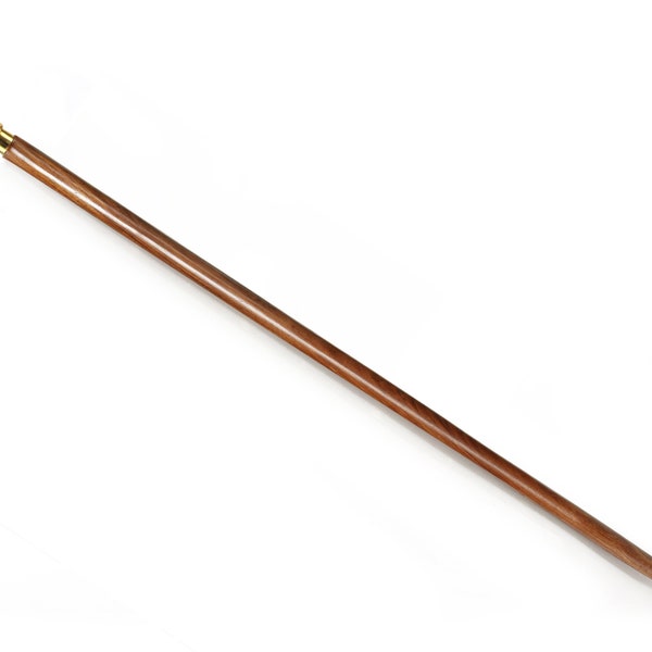 Sheesham Wood Walking Stick/Cane with Gold Engraved Globe Handle