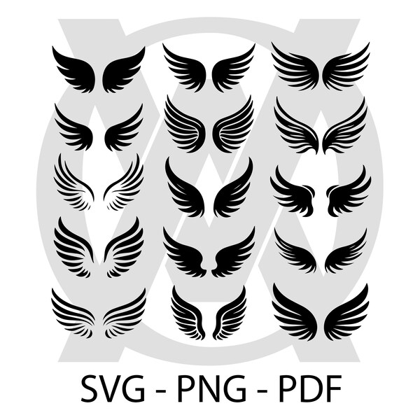 15 Angel Wings Svg Bundle: High-Quality SVG/PNG/PDF, Perfect for Cricut & Silhouette, Ideal for Diy Crafts, Stickers, and Art Projects