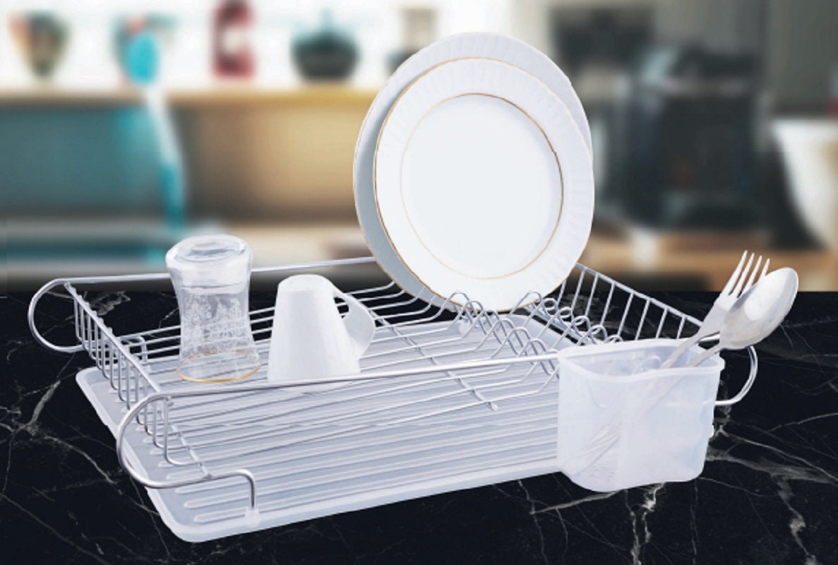 Epsy Large Kitchen 2 Tier Dish Drying Rack and Drainboard Set - Kitche