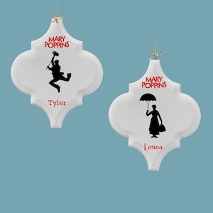 School Theater MP Personalized Ornament - &quot;lantern/arabesque&quot; shape - Mary OR Bert/Chimney Sweep + name/year. Remember a special performance