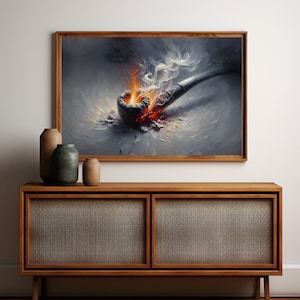 This is Not a Pipe Art, Surrealist Pipe Poster, Pipe Wall Art, Magritte Inspired Smoke and Ember Canvas, Pipe Lover Gift, Elegant Wall Decor