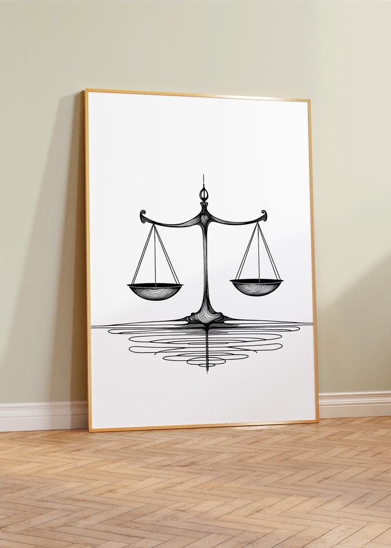 Elegant Scales of Justice Art | Law Office Decor Print | Balanced ...