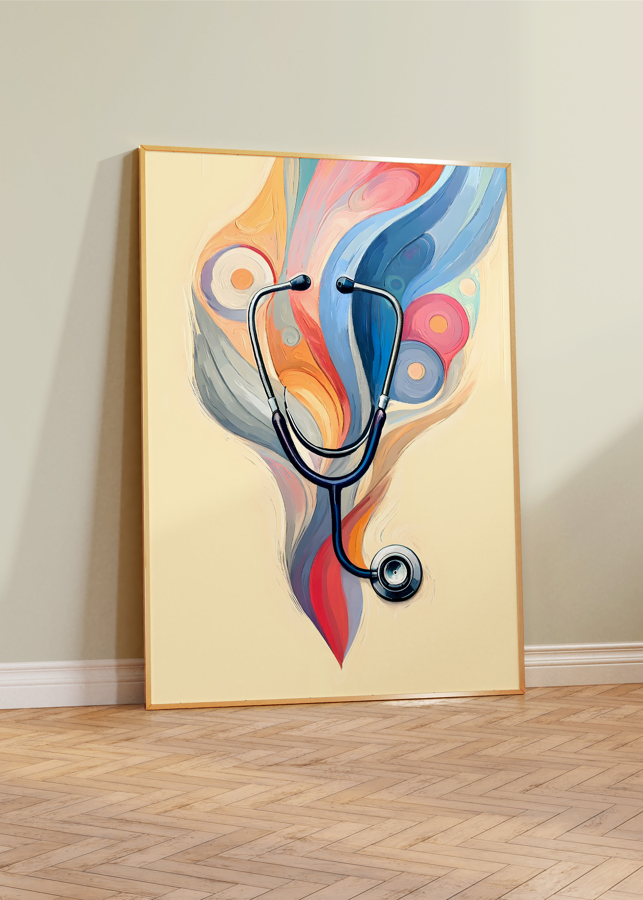 Abstract Stethoscope Art Print - Vibrant Medical Office Decor