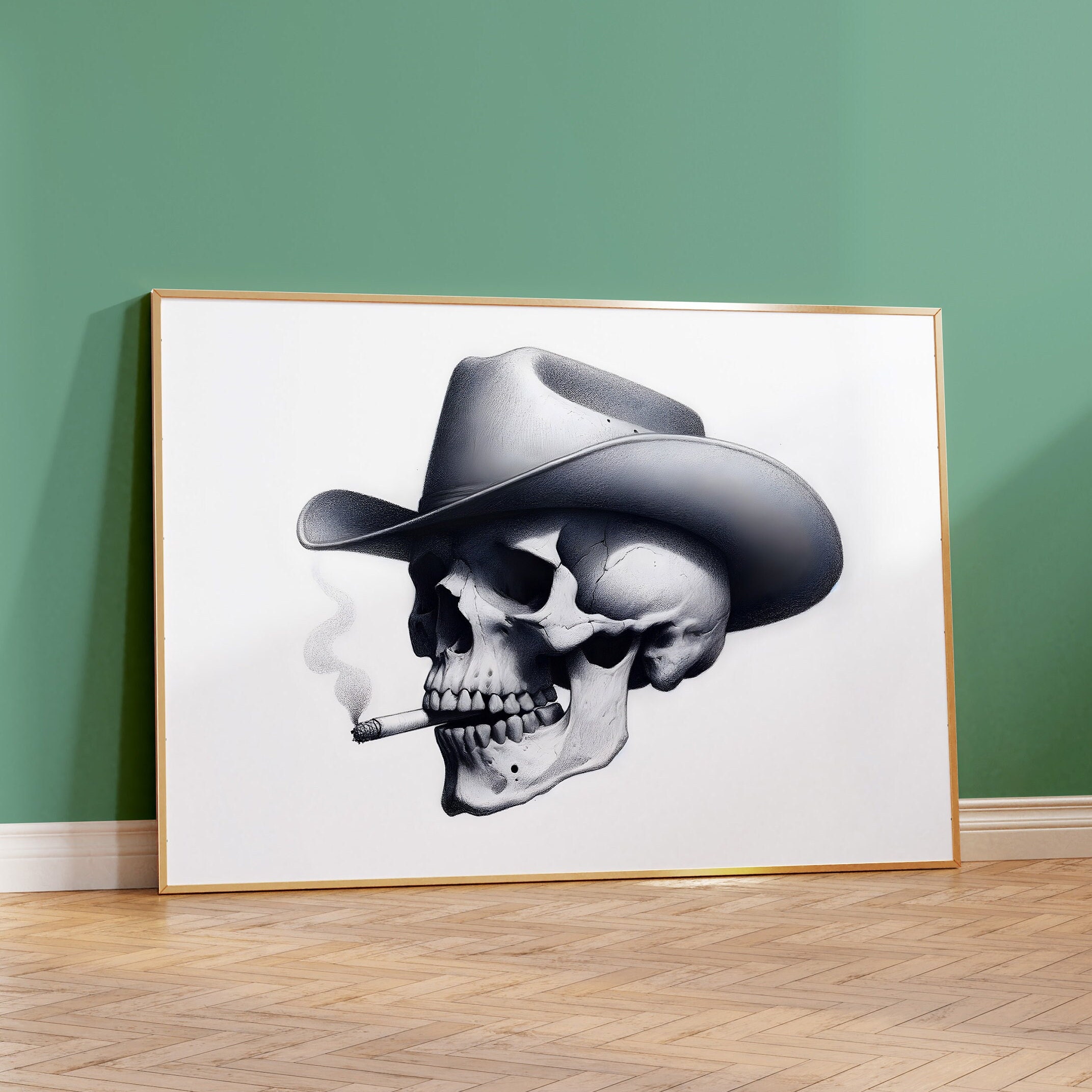 Cowboy Skull Art , Western Cowboys Painting, Instant Download, Western ...