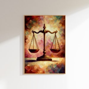 Elegant Scales of Justice Artwork, Symbolic Legal Balance Print, Classic Law Office Decor, Timeless Judicial Wall Art,  Legal Art, Lawyer