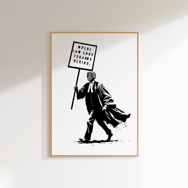 Lawyer Protest Art Print | Legal Activism Poster | Inspirational Attorney Decor | 'Law Is Reason' Wall Art | Law Office Statement Piece