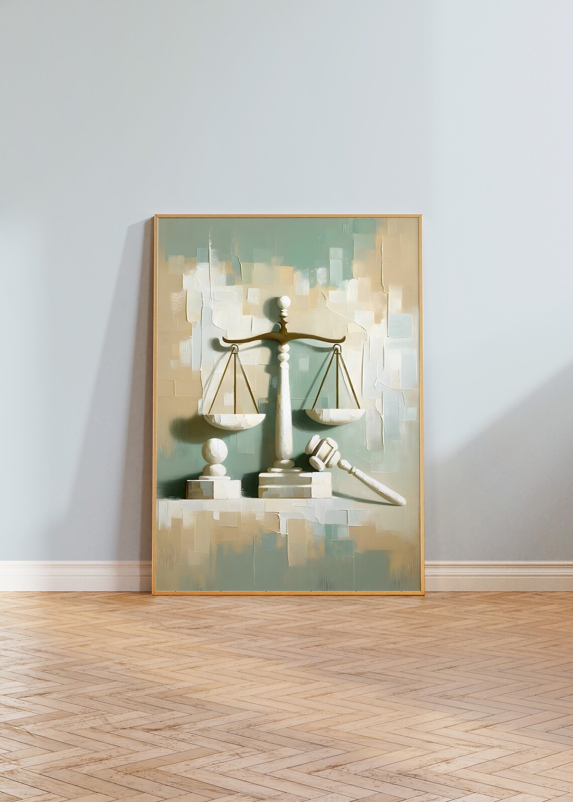 Minimalist Justice Scales Art - Pastel Impasto Gavel Print - Abstract ...