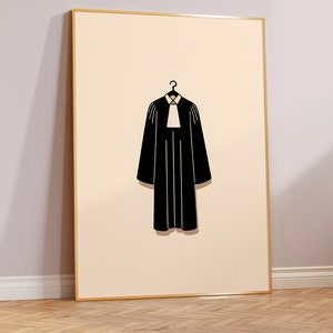 Lawyer Robe Art Print, Minimalist Attorney Wall Decor, Legal ...