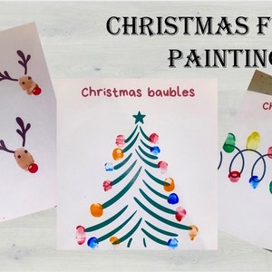 Fingerabdruck Weihnachten zum Ausdrucken - Kleinkind Kinder Basteln und Malen