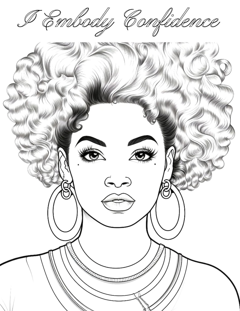 Affirmation Beauty Coloring Pages. - Etsy