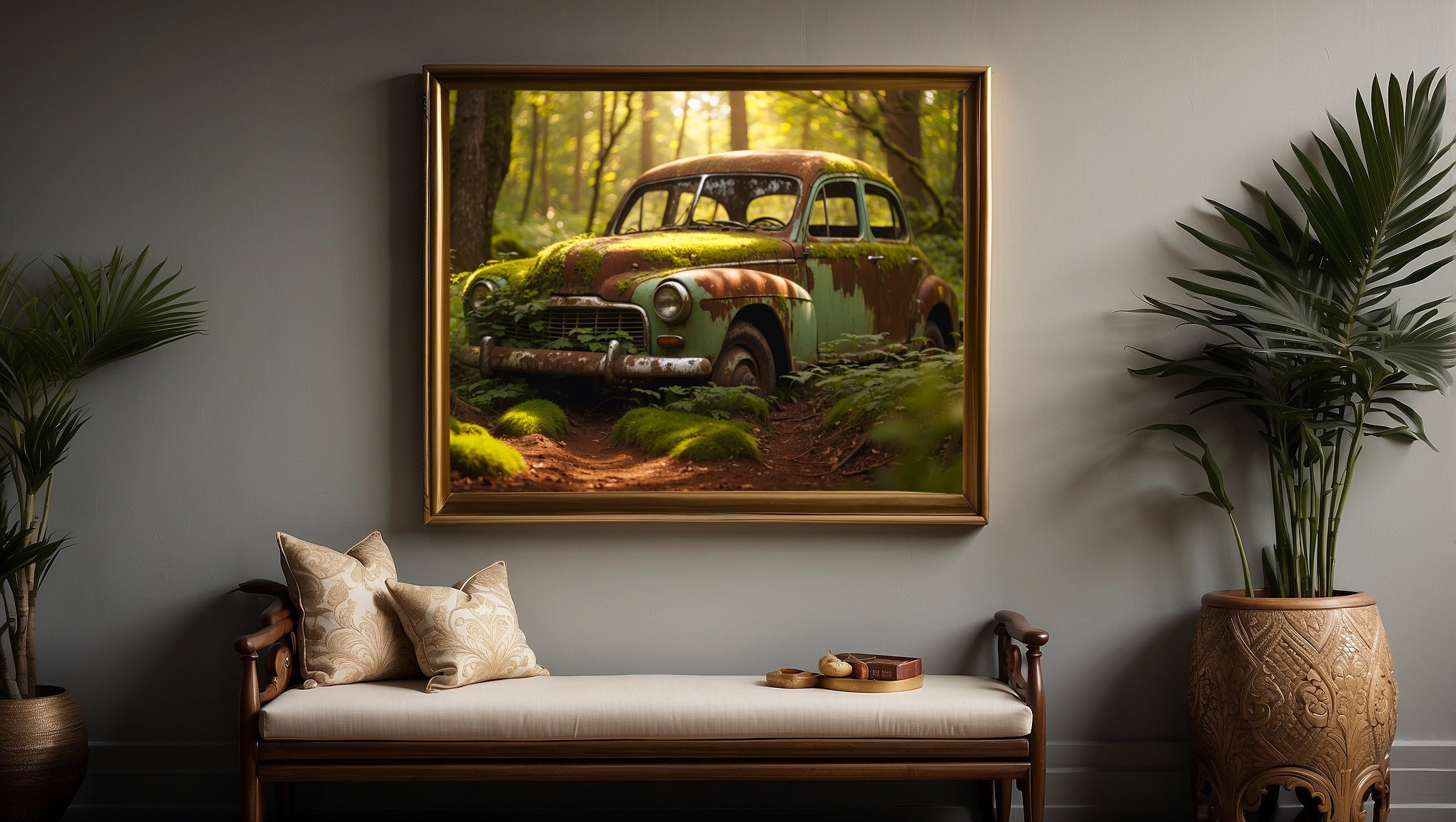 Car in the Jungle Nature Printable Art Wallpaper - Etsy