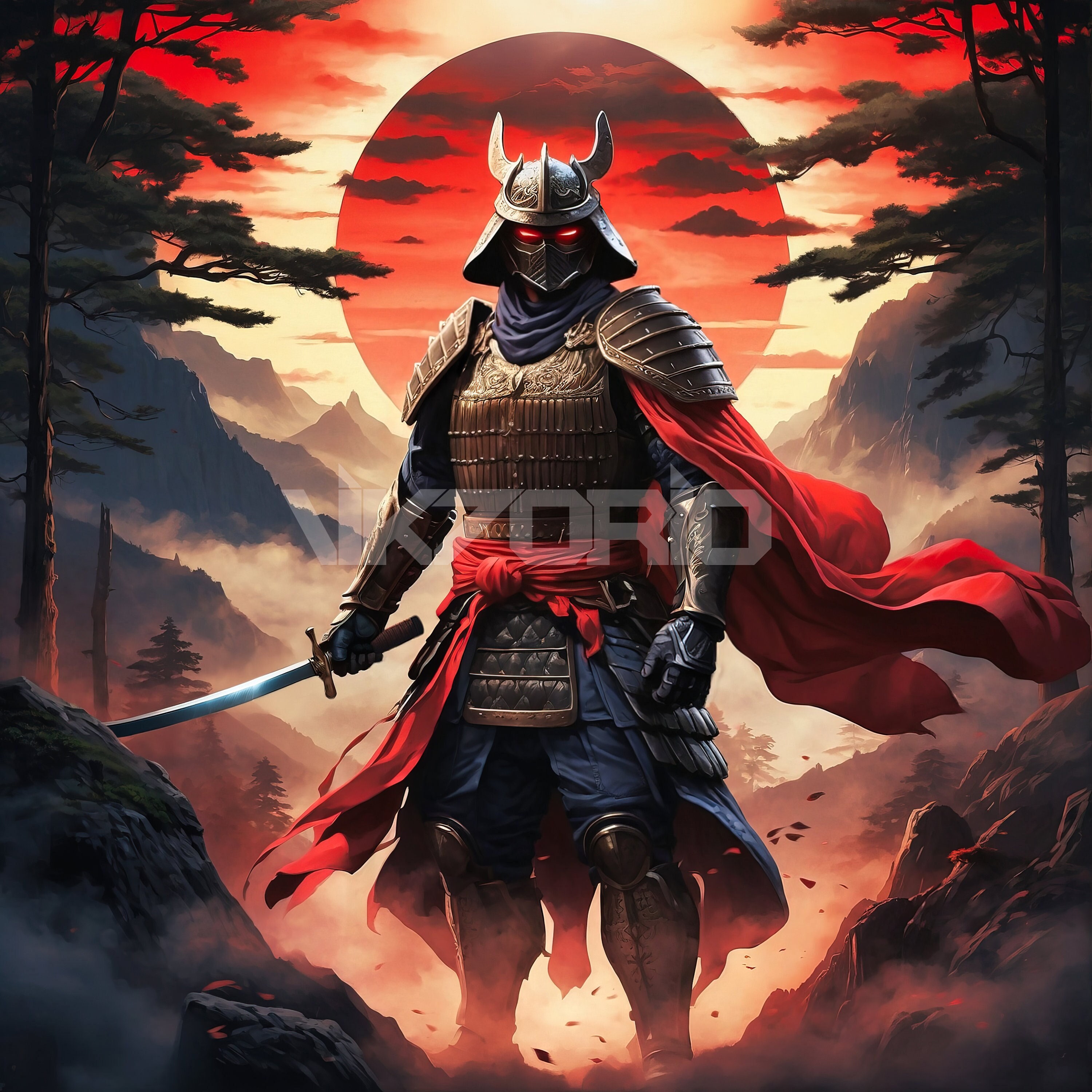 Samurai - Anime - Fantasy - Landscape - Printable Art - Wallpaper - Digital Download - High Quality - 6K Resolution