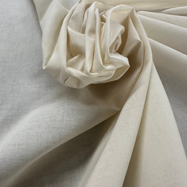 100% Cotton Muslin, Natural Unbleached 60" width 4oz weight per yard.        ON SALE!