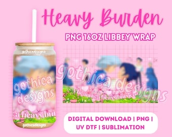 Kawaii Anime PNG | Heart Heavy 16oz Cup Wrap (Digital File)