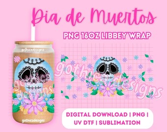 Chicana Trendy Hispanic PNG | Día De Muertos | Digital File | Cute Girly Wrap for UV DTF | Hispanic | For 16oz Glass Cup | High Quality