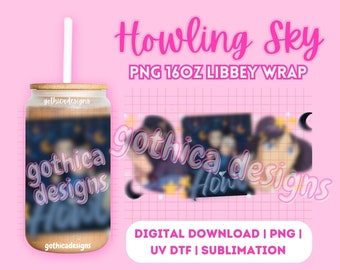 Kawaii Anime PNG | Howling Sky Cup Wrap, UV DTF (Digital File)